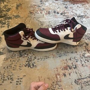 Nike Burgundy and Black High-Top Sneakers